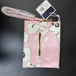 Kaari blue-Floral cute wristlet clutch with card holder inside